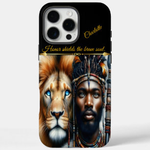 Warrior and lion unite in strength.  iPhone 16 pro max case