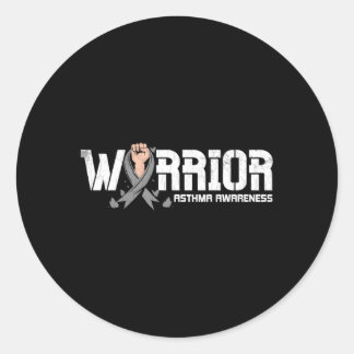 Warrior Asthma Awareness Month Supporter Grey Ribb Classic Round Sticker