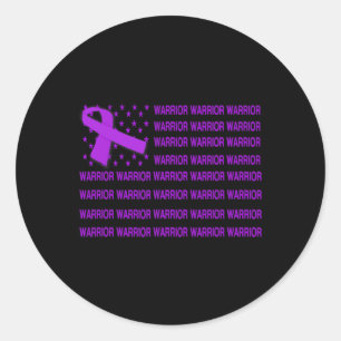 Warrior Awareness - Usa Flag Purple Ribbon 2 Classic Round Sticker