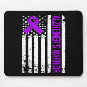 Warrior Awareness - Usa Flag Purple Ribbon Mouse Pad