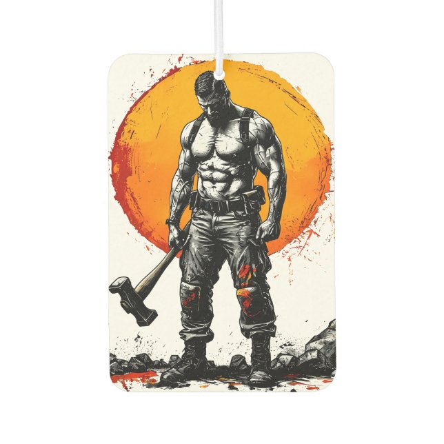 warrior barbarian mediaeval fantasy hummer strengt car air freshener (Front)