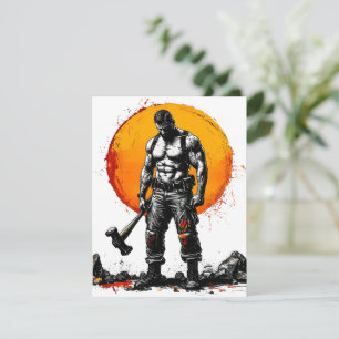 warrior barbarian mediaeval fantasy hummer strengt holiday card