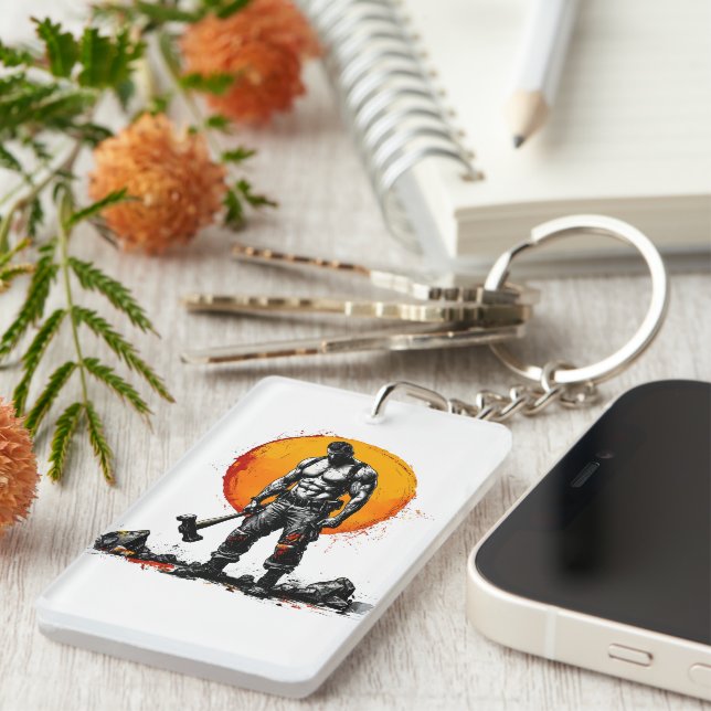 warrior barbarian mediaeval fantasy hummer strengt key ring (Front Right)