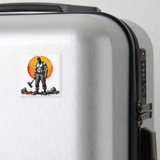 warrior barbarian mediaeval fantasy hummer strengt magnet (In Situ (Luggage))