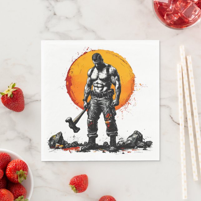 warrior barbarian mediaeval fantasy hummer strengt napkin (Insitu)