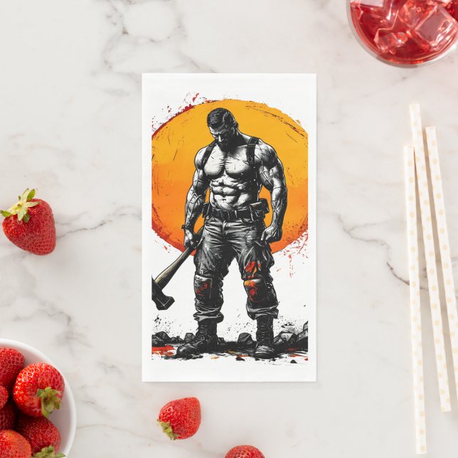 warrior barbarian mediaeval fantasy hummer strengt napkin (Insitu)