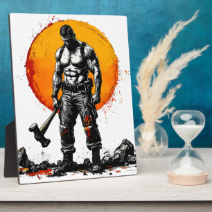 warrior barbarian mediaeval fantasy hummer strengt plaque