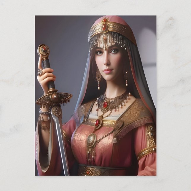 Warrior Beauty  Stretched Canvas Print Postcard (Front)