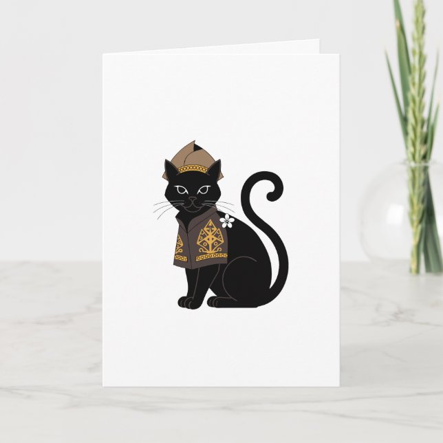 Warrior Black Cat Greeting Card (Front)