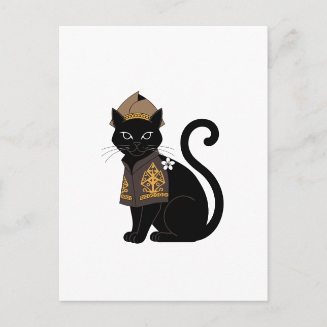 Warrior Black Cat Greeting Card (Front)