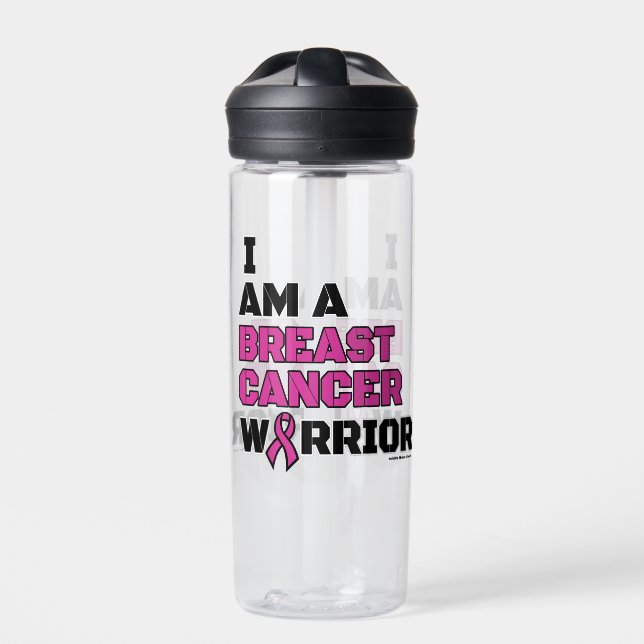 Warrior/Block/I am...Breast Cancer Water Bottle (Front)