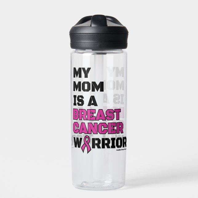 Warrior/Block/Mum...Breast Cancer Water Bottle (Front)