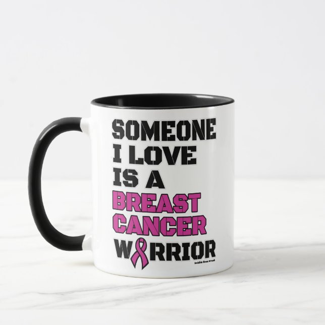 Warrior/Block/Someone I Love...Breast Cancer Mug (Left)