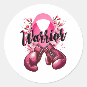 Warrior Boxing Gloves Pink Ribbon Breast Cancer Aw Classic Round Sticker