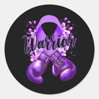 Warrior Boxing Gloves Purple Ribbon Lupus Classic Round Sticker