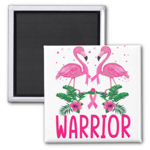 Warrior Breast Cancer Awareness Flamingo T-Shirt Magnet