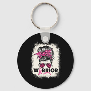 Warrior Breast Cancer Awareness Pink Ribbon Messy Key Ring
