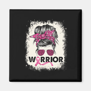 Warrior Breast Cancer Awareness Pink Ribbon Messy  Magnet
