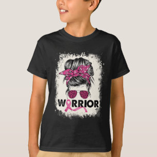 Warrior Breast Cancer Awareness Pink Ribbon Messy T-Shirt