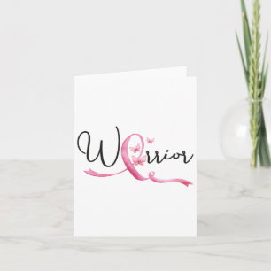 Warrior Breast Cancer Month Butterflies Pink Ribbo Card