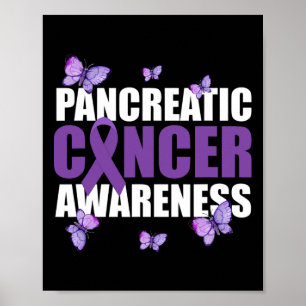 Warrior Butterfly Purple Ribbon Pancreatic Cancer Poster
