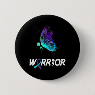 Warrior Butterfly Semicolon Suicide Prevention Awa 6 Cm Round Badge