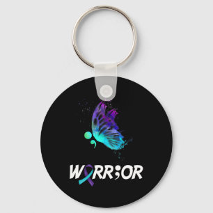 Warrior Butterfly Semicolon Suicide Prevention Awa Key Ring
