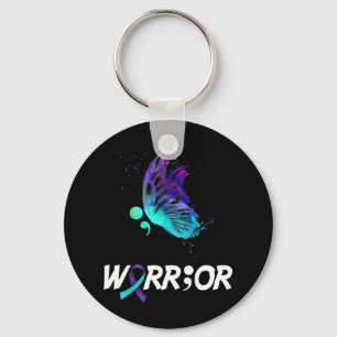 Warrior Butterfly Semicolon Suicide Prevention Awa Key Ring