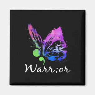 Warrior Butterfly Semicolon Suicide Prevention Awa Magnet