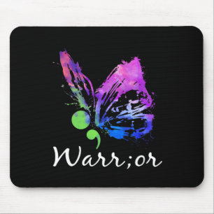Warrior Butterfly Semicolon Suicide Prevention Awa Mouse Pad