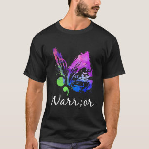 Warrior Butterfly Semicolon Suicide Prevention Awa T-Shirt