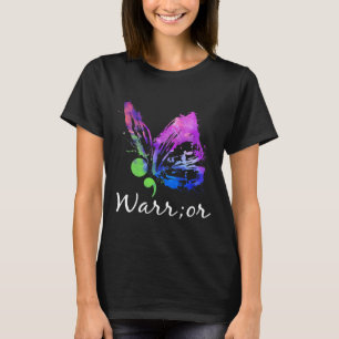 Warrior Butterfly Semicolon Suicide Prevention Awa T-Shirt
