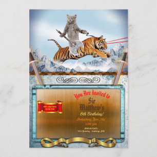 Warrior Cat and Tiger Funny Invitation