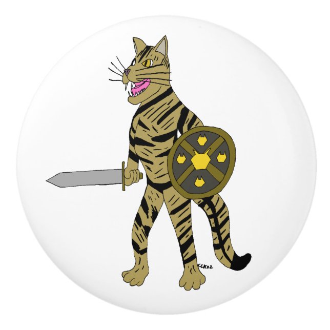 Warrior Cat  Ceramic Knob (Front)