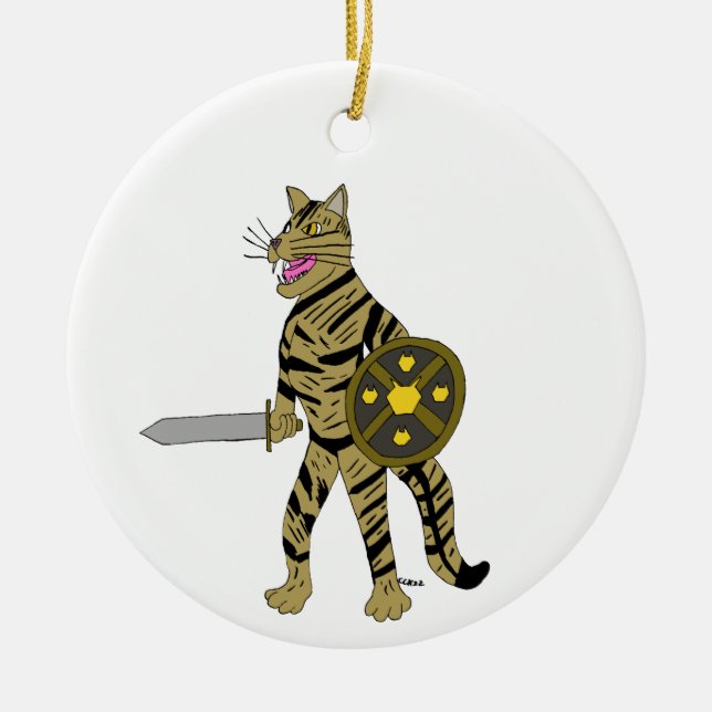 Warrior Cat  Ceramic Ornament (Front)