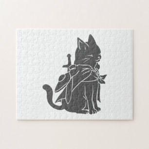 Warrior cat silhouette - Choose background color Jigsaw Puzzle