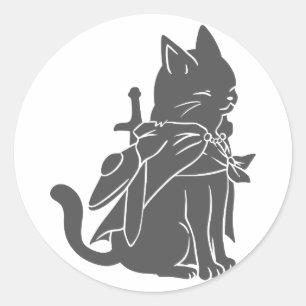Warrior cat silhouette - Choose background colour Classic Round Sticker