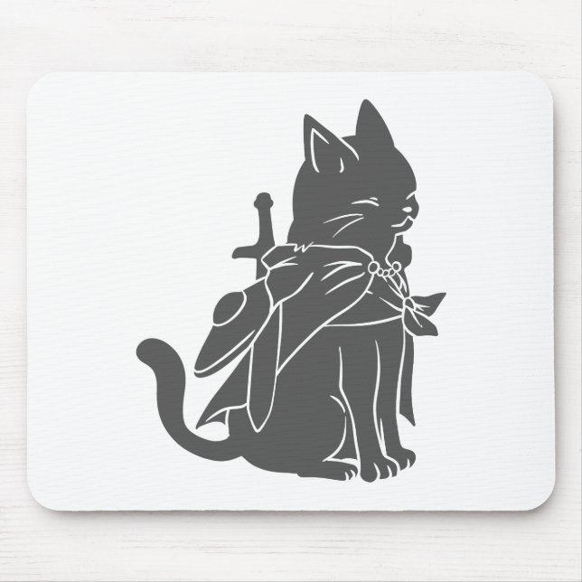 Warrior cat silhouette - Choose background colour Mouse Pad (Front)