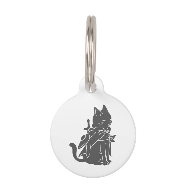 Warrior cat silhouette - Choose background colour Pet Tag (Front)