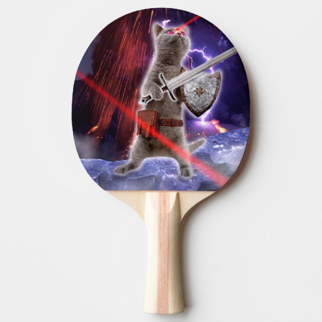 Warrior cat with lasers from eye ping pong paddle (Front)