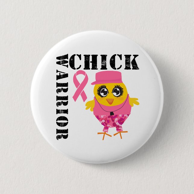 Warrior Chick Breast Cancer 6 Cm Round Badge (Front)