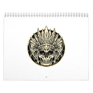 Warrior Chief Skull Graphic Art Calendar