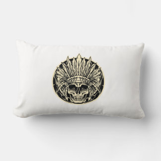 Warrior Chief Skull Graphic Art Lumbar Cushion