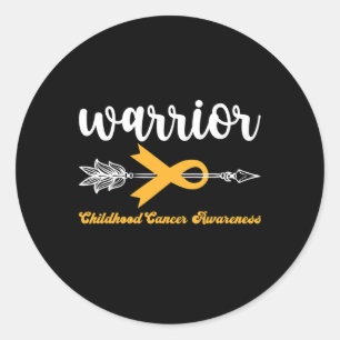 Warrior Childhood Cancer Awareness Support Strong Classic Round Sticker