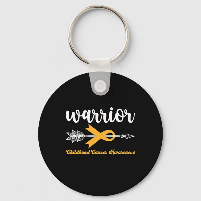 Warrior Childhood Cancer Awareness Support Strong  Key Ring (Front)