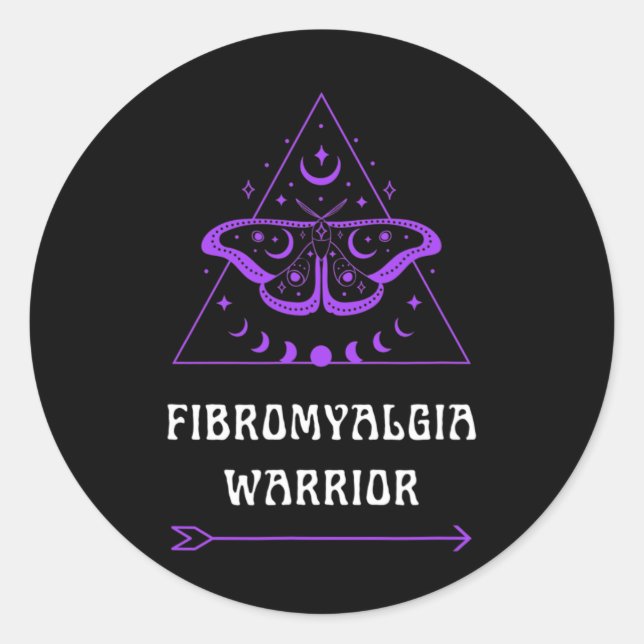 Warrior Chronic Illness Awareness Purple Boho  Classic Round Sticker (Front)