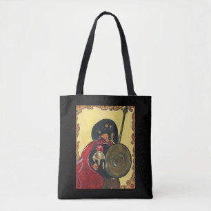 WARRIOR DACHSHUND TOTE BAG