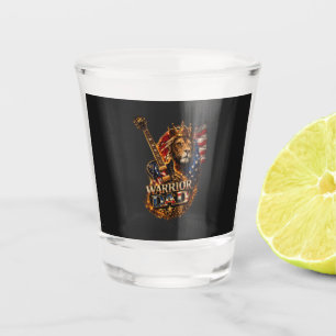 Warrior Dad Lion American Flag Guitar Shot Glass