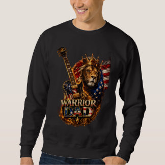 Warrior Dad Lion American Flag Guitar T-Shirt Sweatshirt
