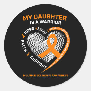 Warrior Daughter Wear Orange Multiple Sclerosis Aw Classic Round Sticker